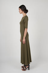 Elbow Sleeve Boatneck Dress