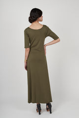 Elbow Sleeve Boatneck Dress