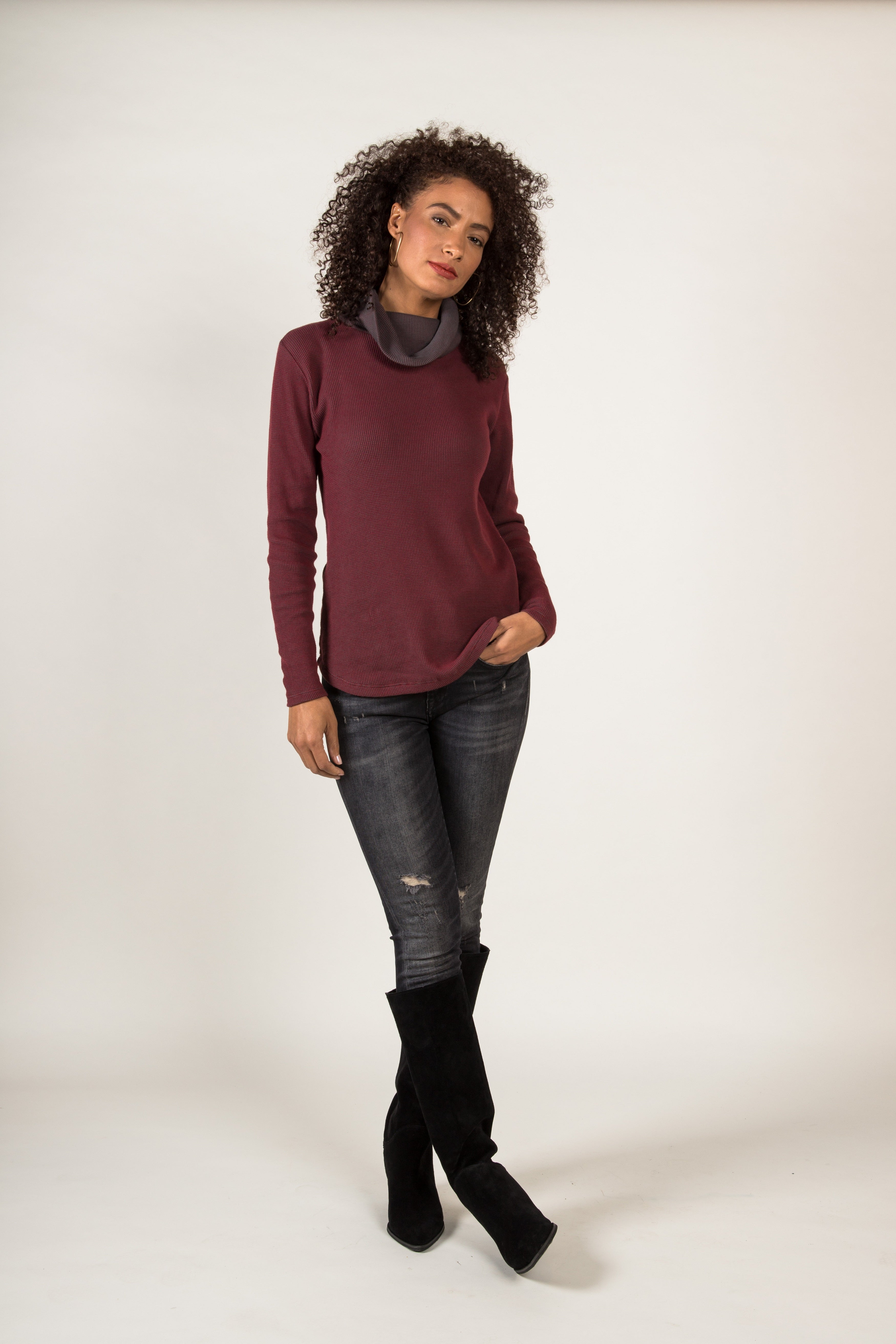Waffle Cowl Pullover