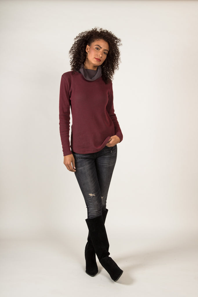 Waffle Cowl Pullover
