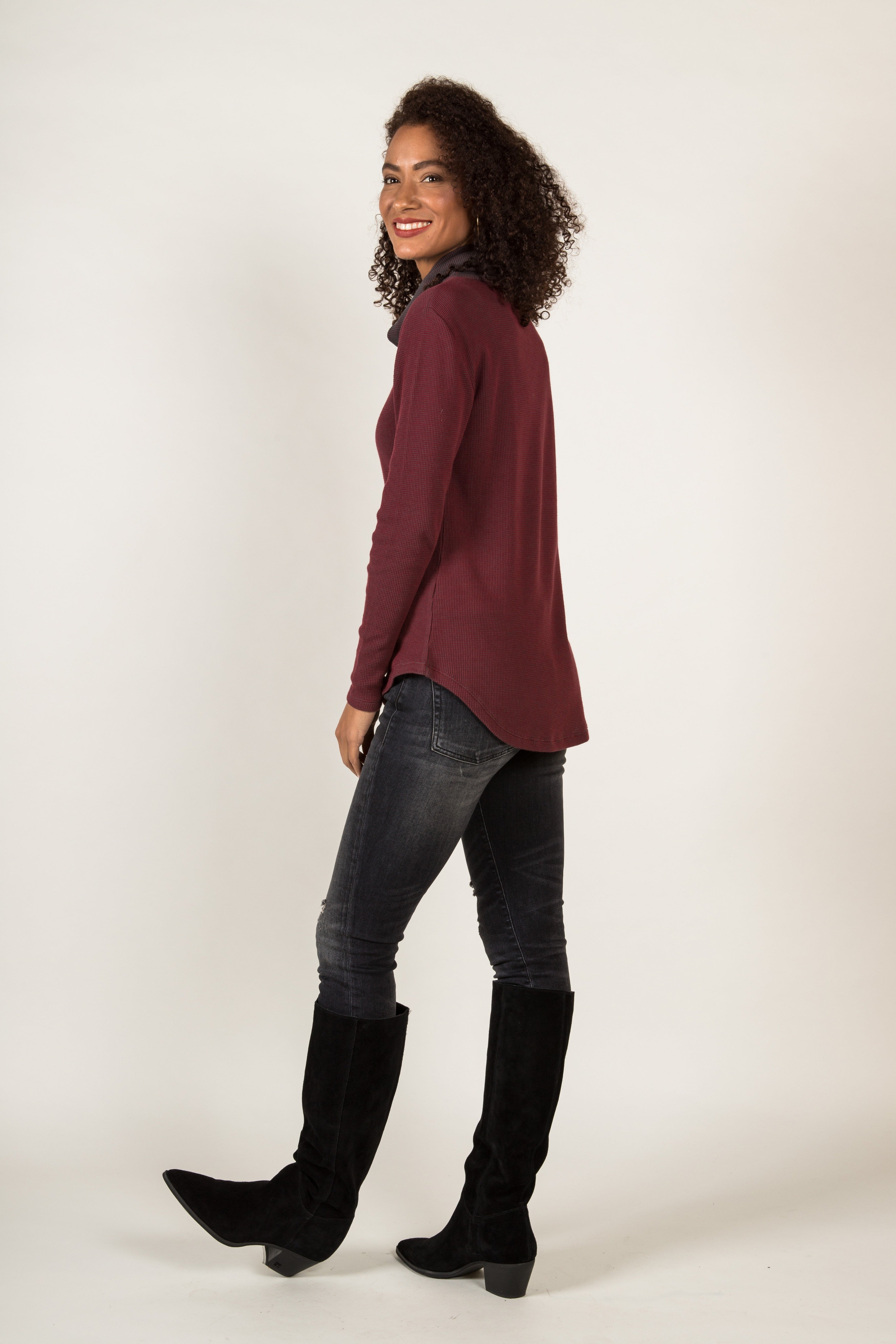 Waffle Cowl Pullover