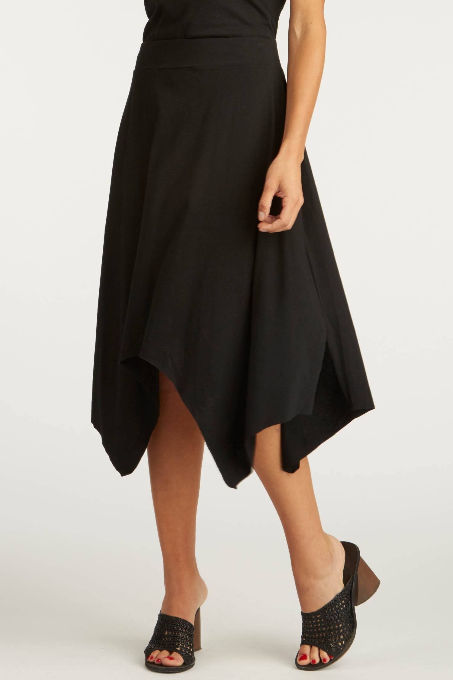 Womens Organic Cotton Skirts | Black Handkerchief Hem Skirt | Indigenous