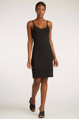 womens dress black lbd | organic cotton rib slip dress | sustainable fashion