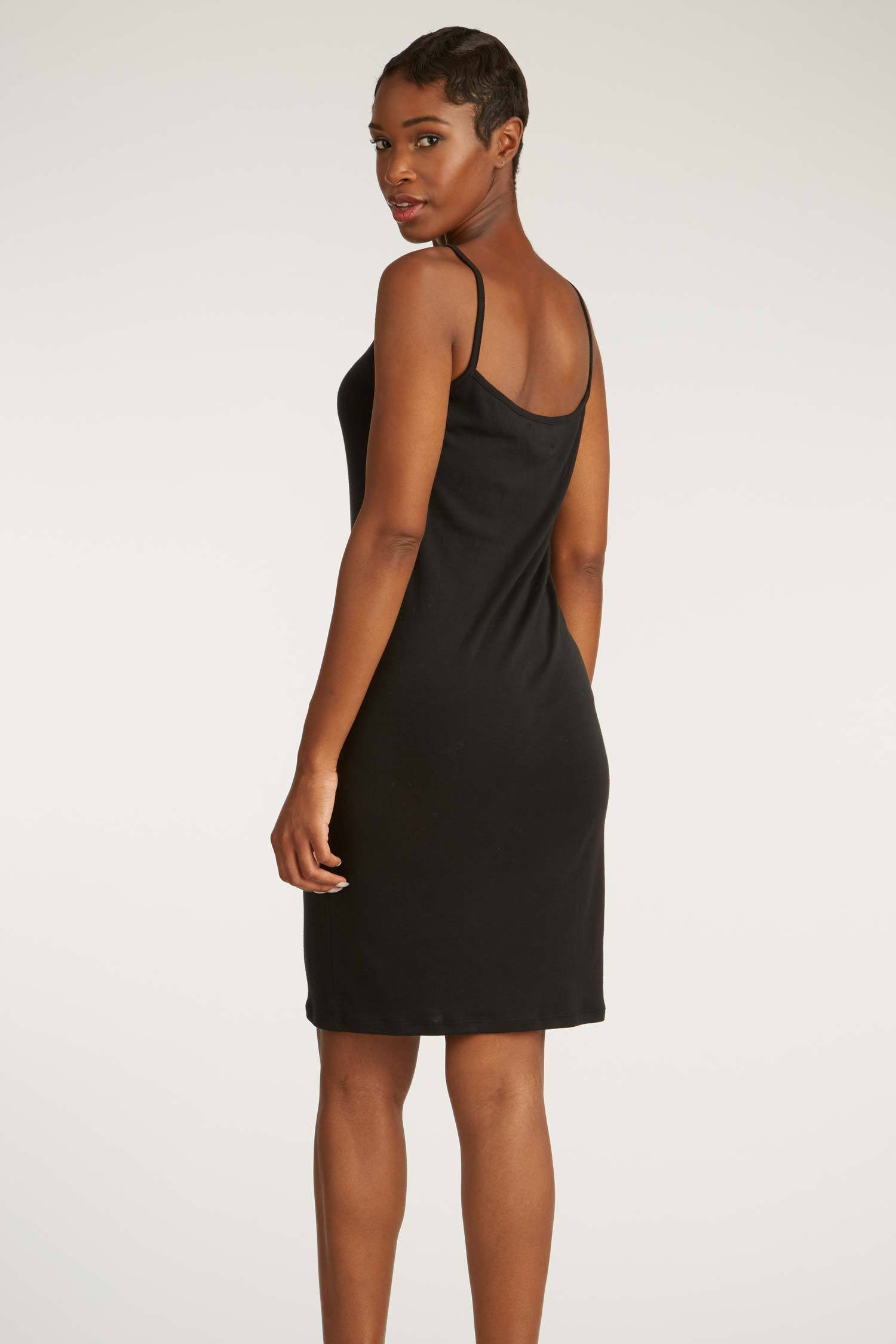 womens dress black lbd | organic cotton rib slip dress | sustainable fashion