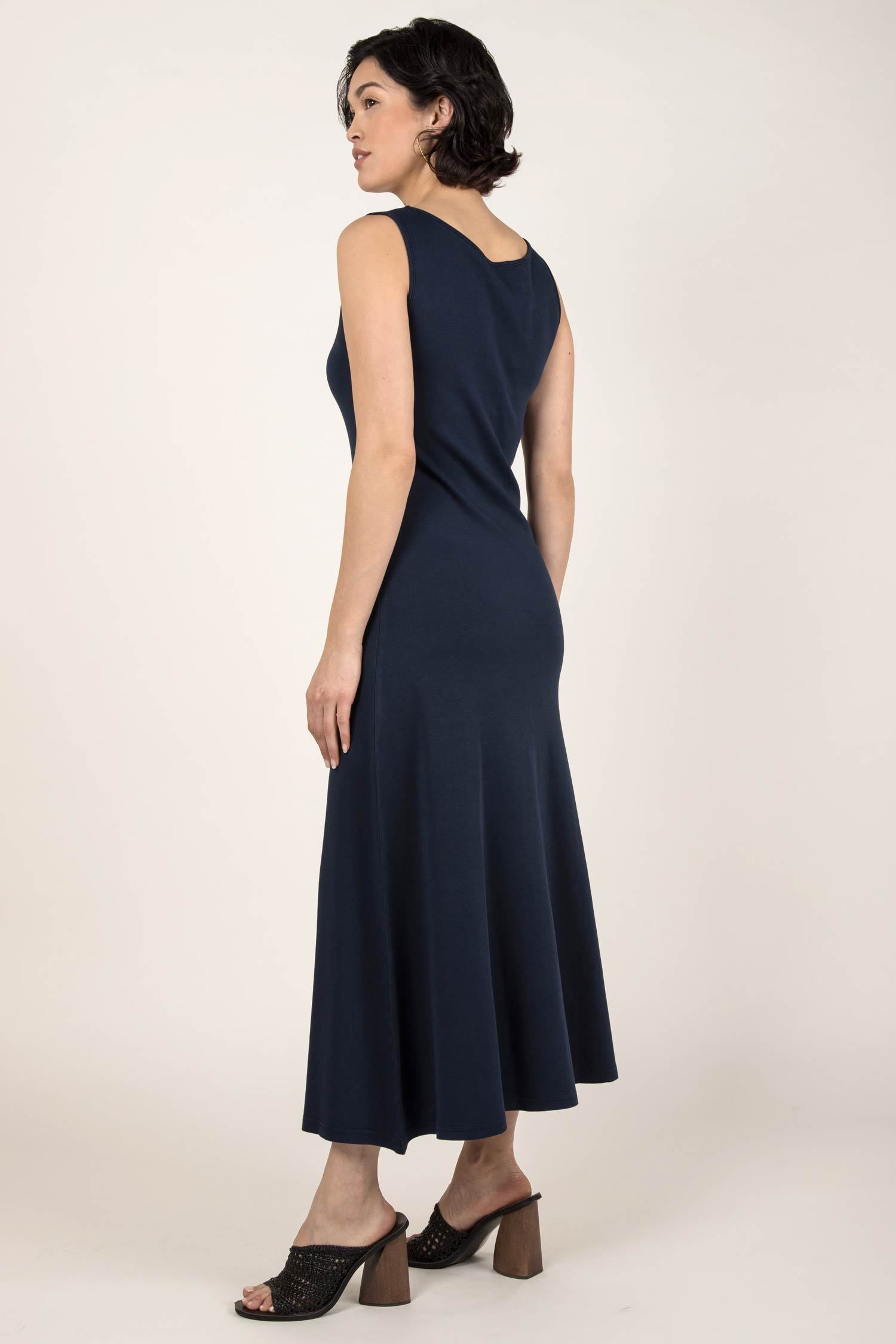 Womens Organic Cotton Dress | Navy Blue Boatneck Dress | Indigenous