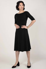 Boatneck Midi Dress | Organic Cotton Dress | Black