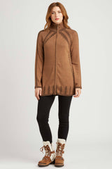 Womens Organic Cotton Sweater | Brown | Cable Zip Cardigan