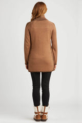 Womens Organic Cotton Sweater | Brown | Cable Zip Cardigan