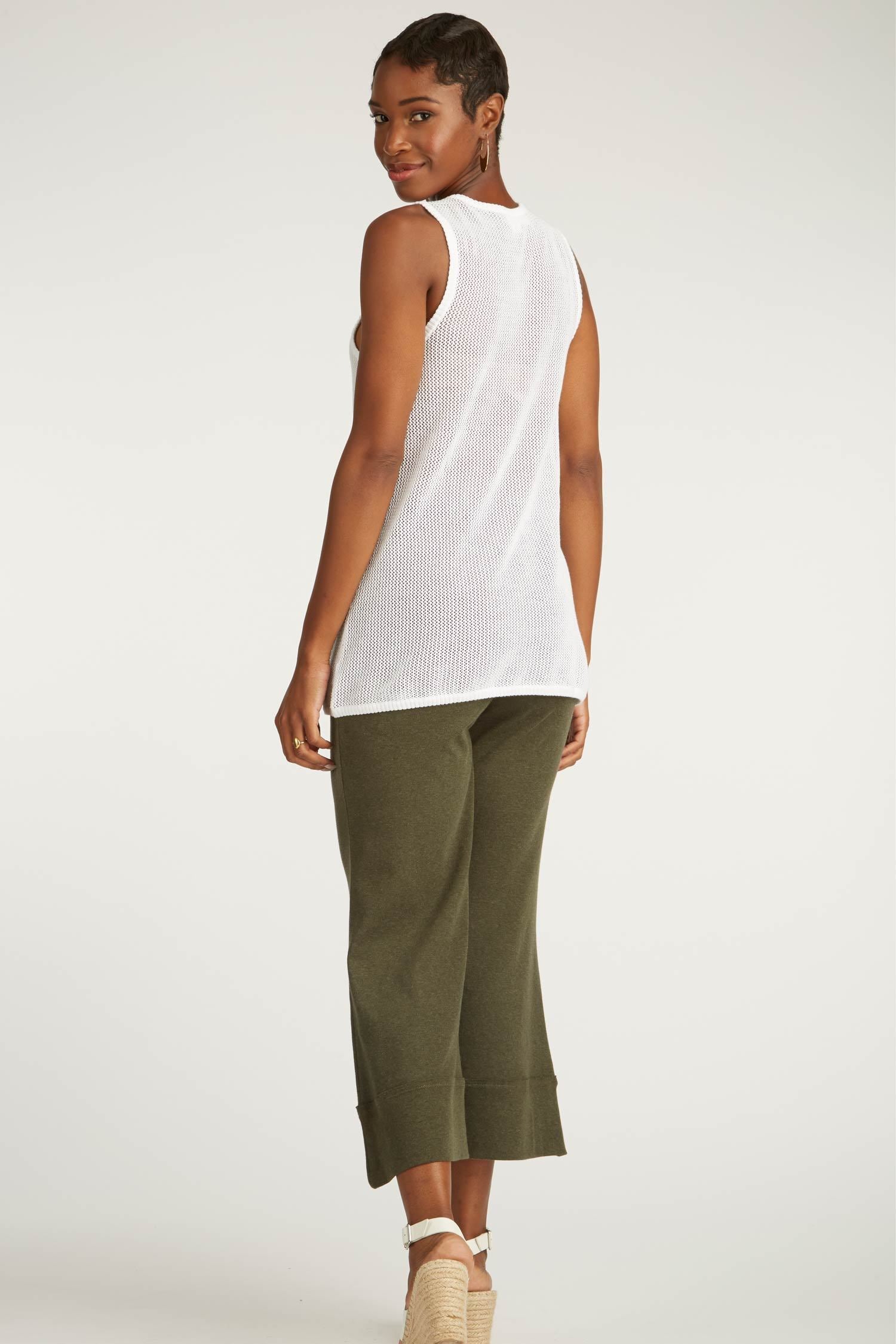 Womens Organic Cotton Pants | Cropped Wide Leg Pant | Green