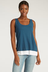 Womens Organic Cotton Top | Double Layer Tank | Blue White