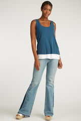 Womens Organic Cotton Top | Double Layer Tank | Blue White