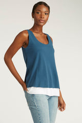 Womens Organic Cotton Top | Double Layer Tank | Blue White