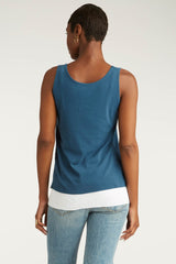 Womens Organic Cotton Top | Double Layer Tank | Blue White