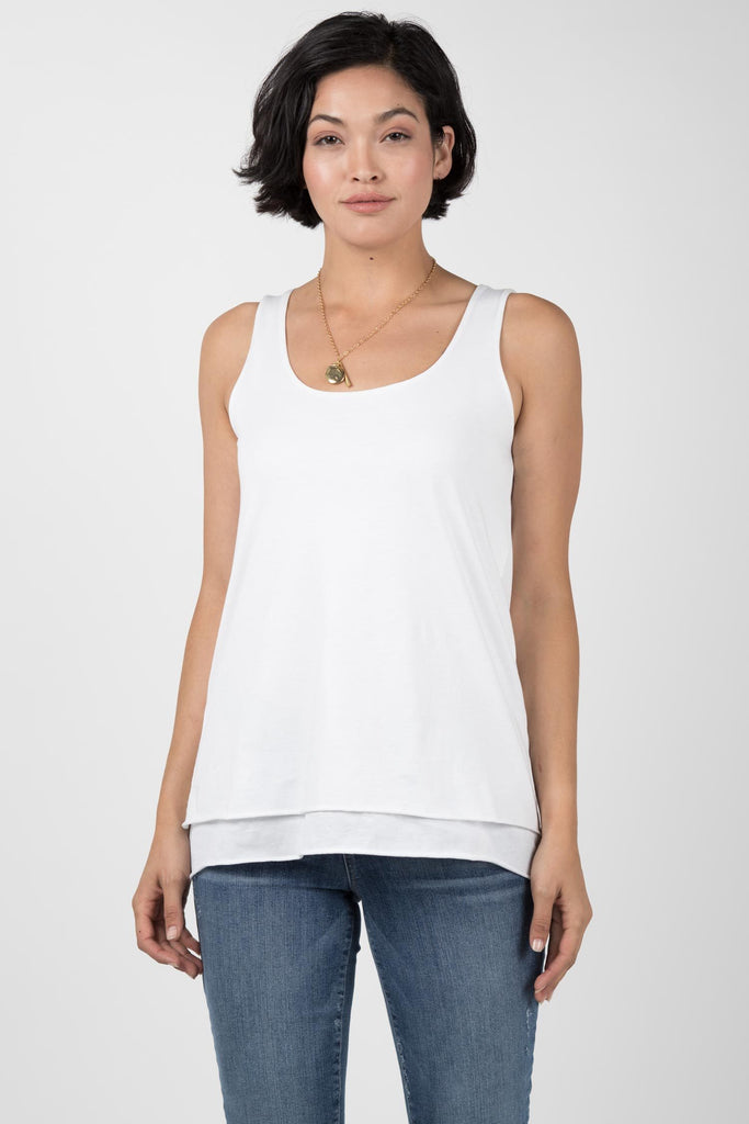 Womens Organic Cotton Top | Double Layer Tank | White