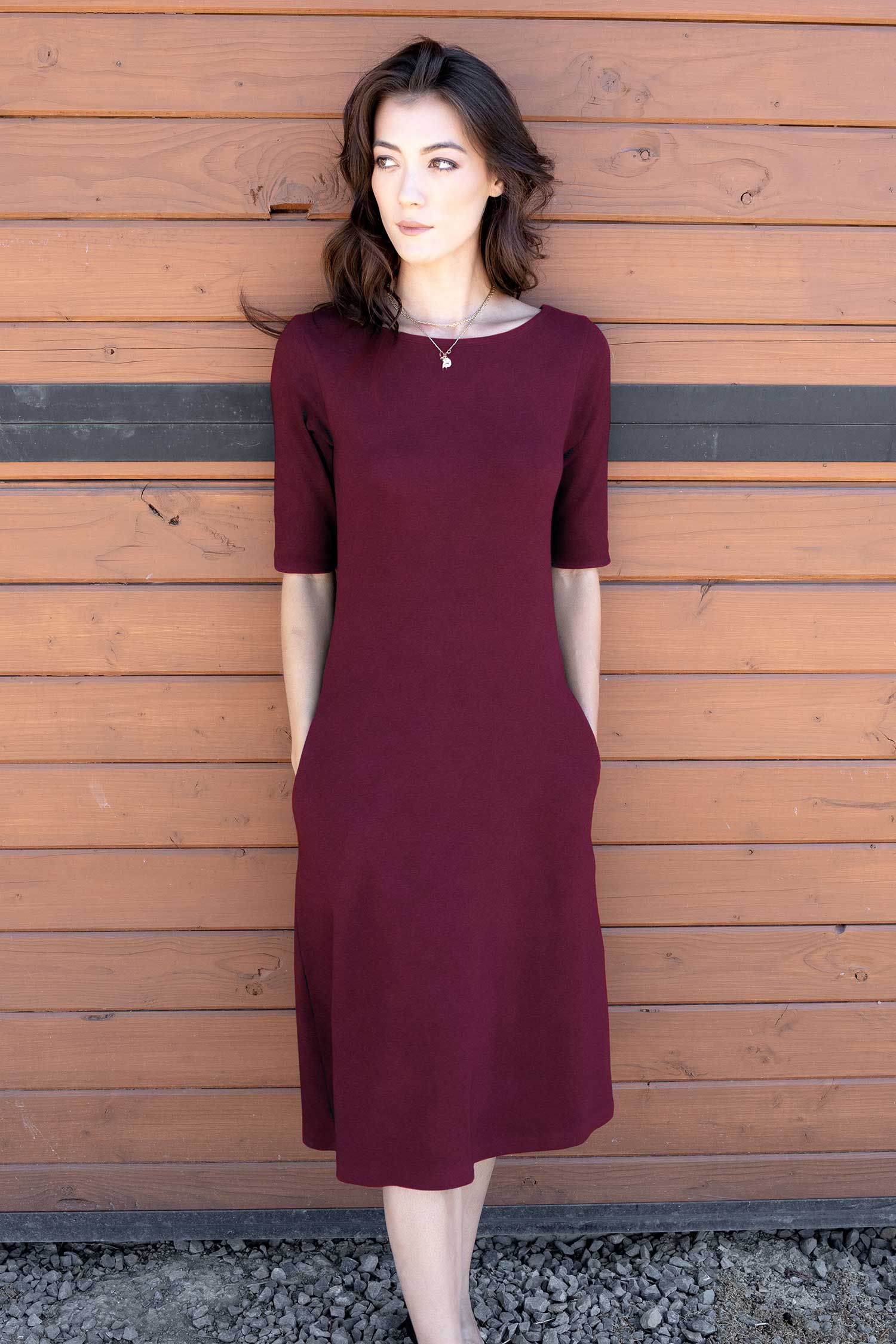 Essential Boatneck Midi Dress With Pockets