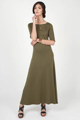 Elbow Sleeve Boatneck Dress
