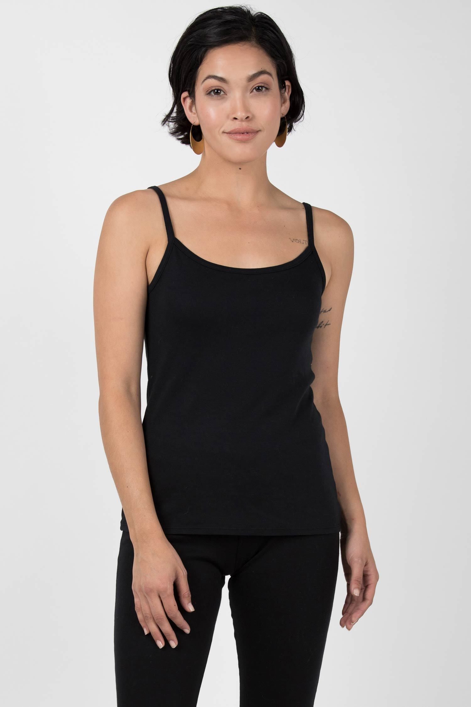 Womens Tank Top Camisole Black | Organic Cotton Clothing Essentials