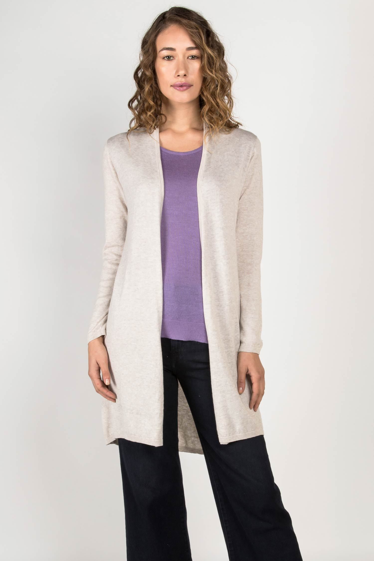 Womens Organic Cotton Sweater | Essential Knit Cardigan | Oatmeal Ivory