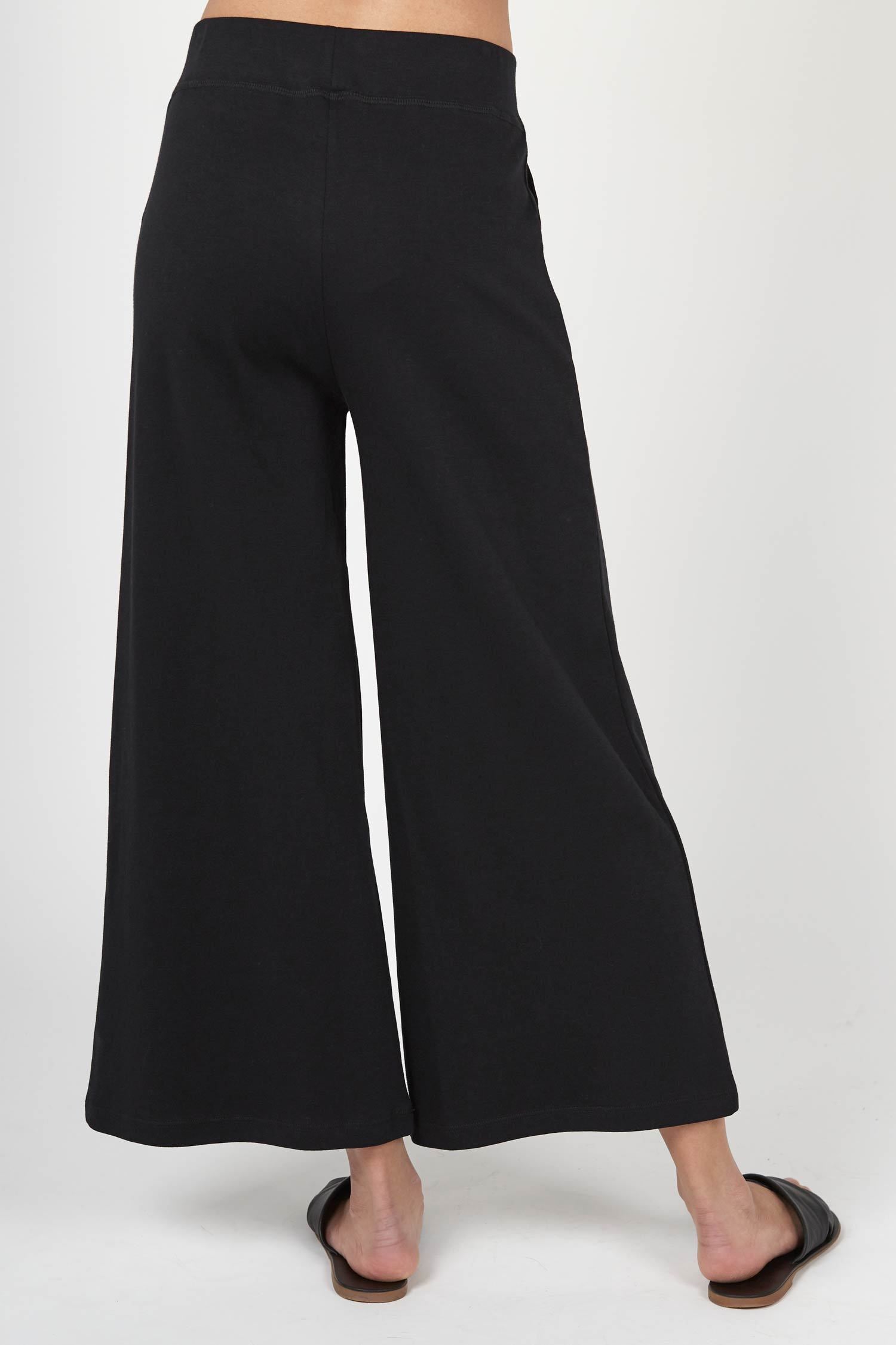 Womens organic cotton pants | Cropped Wide Leg Pant | Black