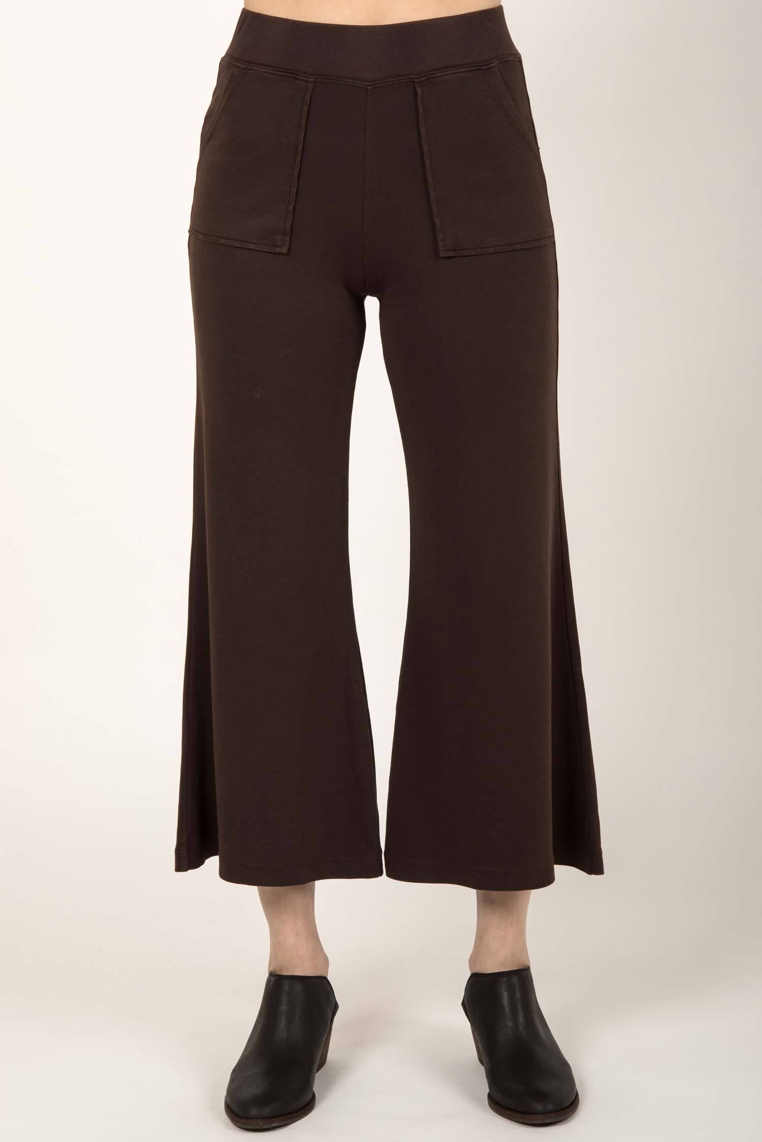 Womens organic cotton pants | Cropped Wide Leg Pant | Brown