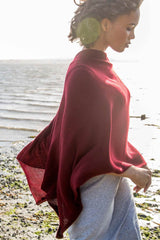 Womens Knit Poncho Ruby Red | Organic Cotton Clothing for Women