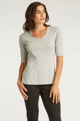 Womens Organic Cotton Top | Gray Scoop Tee | Indigenous