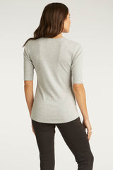 Womens Organic Cotton Top | Gray Scoop Tee | Indigenous