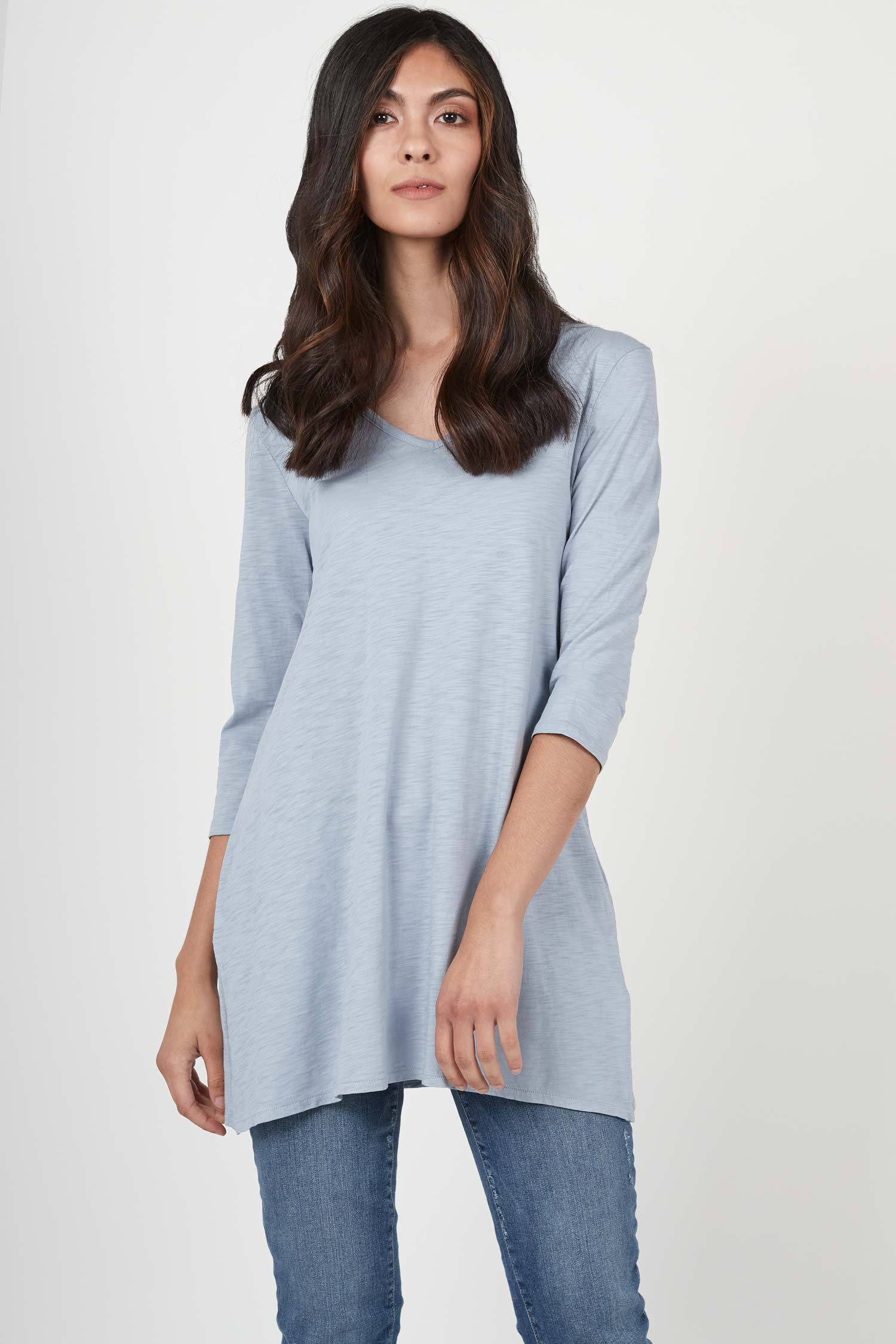 Womens organic cotton tunic top | Blue Fog | Indigenous