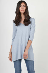 Womens organic cotton tunic top | Blue Fog | Indigenous