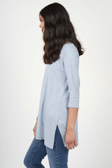 Womens organic cotton tunic top | Blue Fog | Indigenous
