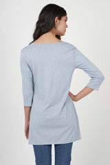 Womens organic cotton tunic top | Blue Fog | Indigenous