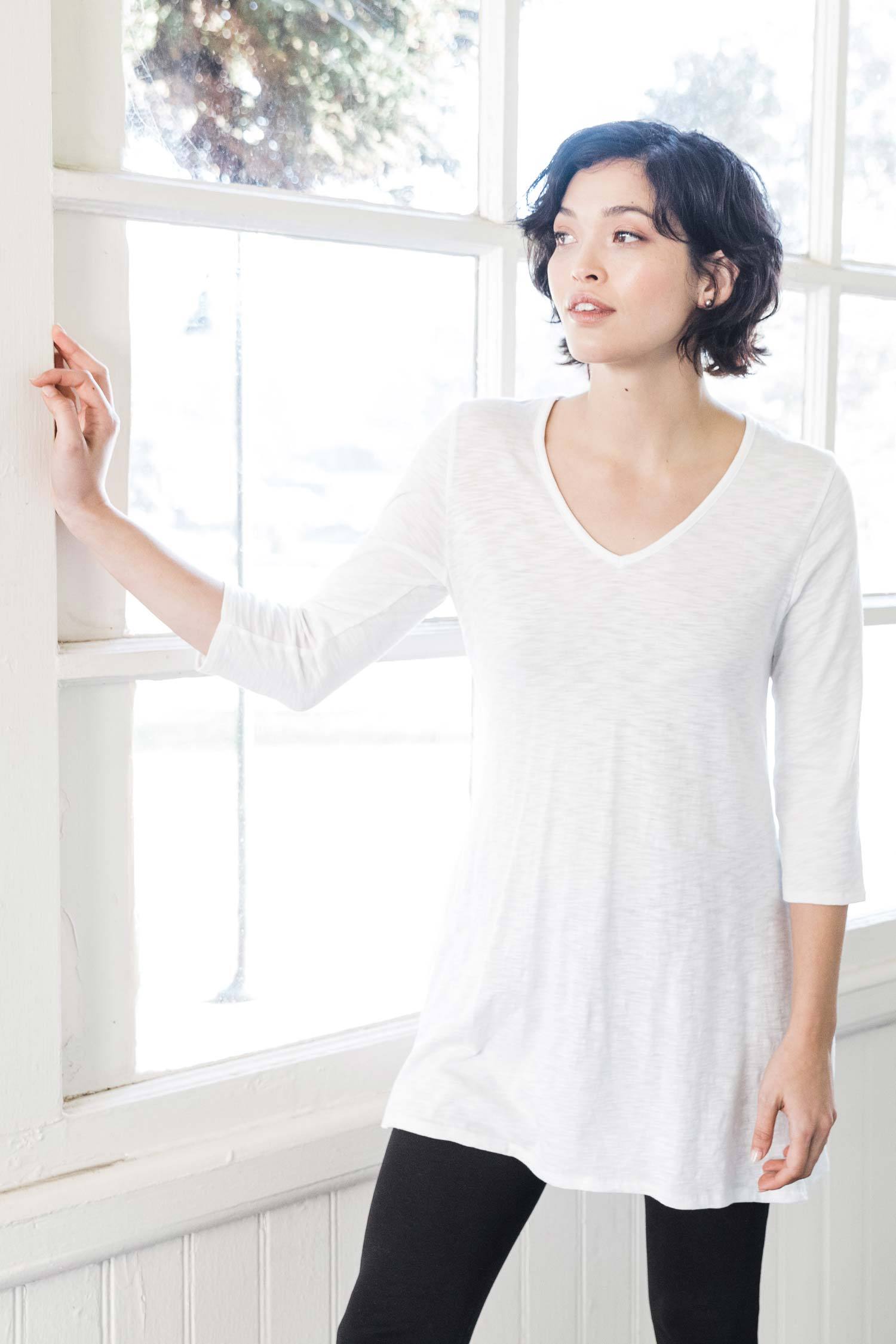 Womens organic cotton tunic | White | Indigenous