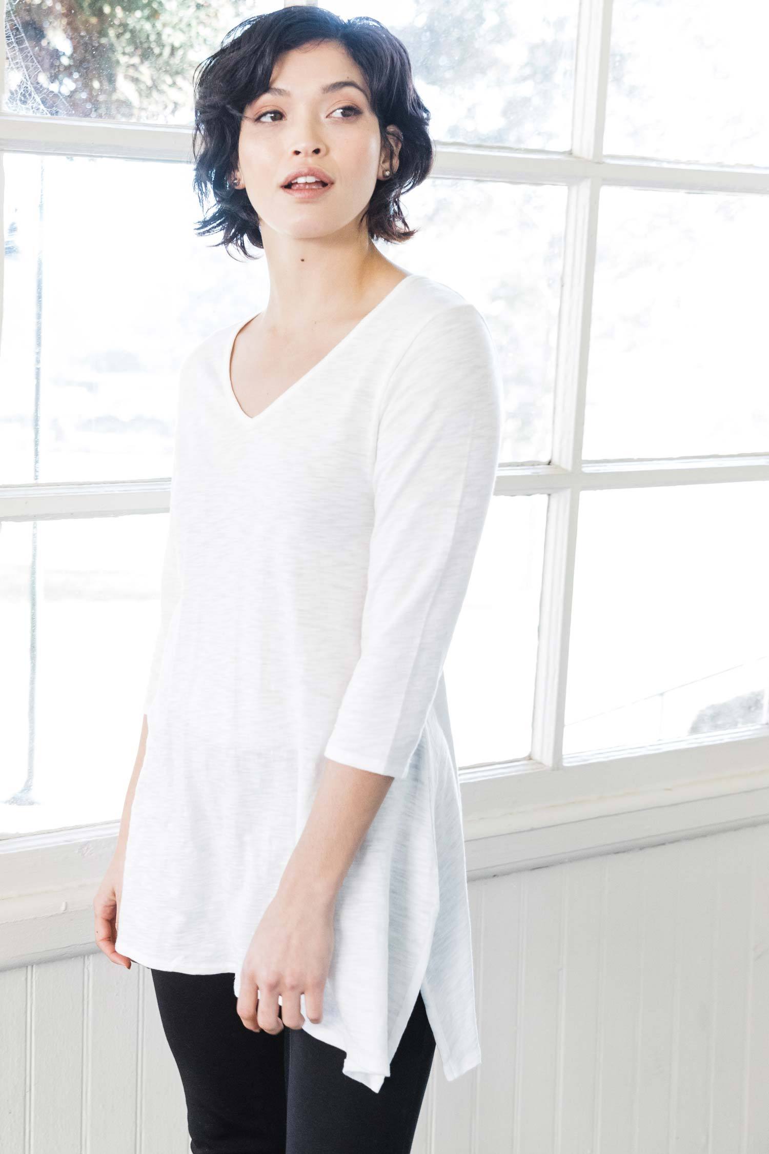 Womens organic cotton tunic top | White | Indigenous