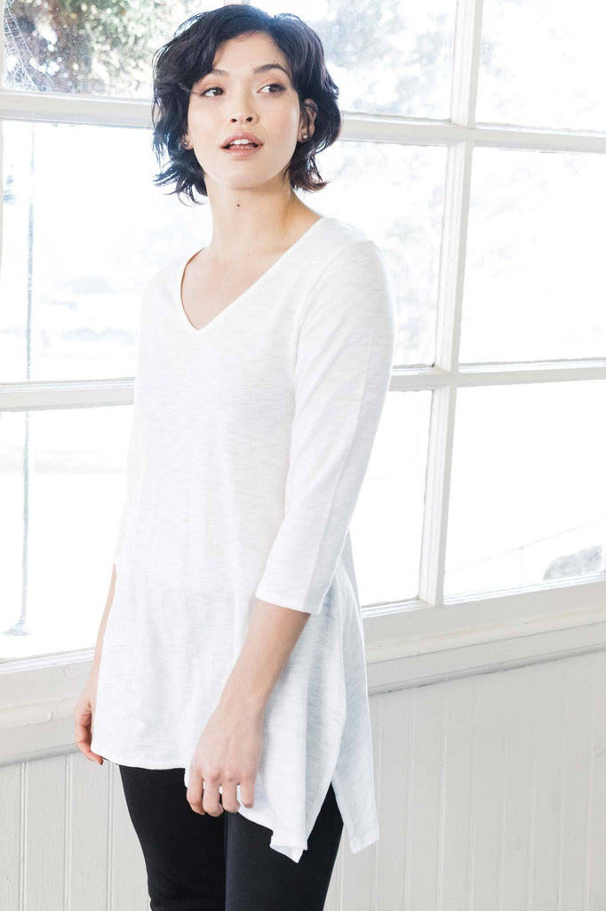 Womens organic cotton tunic top | White | Indigenous