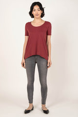 Womens Organic Cotton Tee Shirt | Essential Slub U Neck Top | Cherry Red
