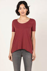 Womens Organic Cotton Tee Shirt | Essential Slub U Neck Top | Cherry Red