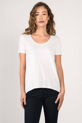 Womens Organic Cotton Tee Shirt | Essential Slub U Neck Top | White