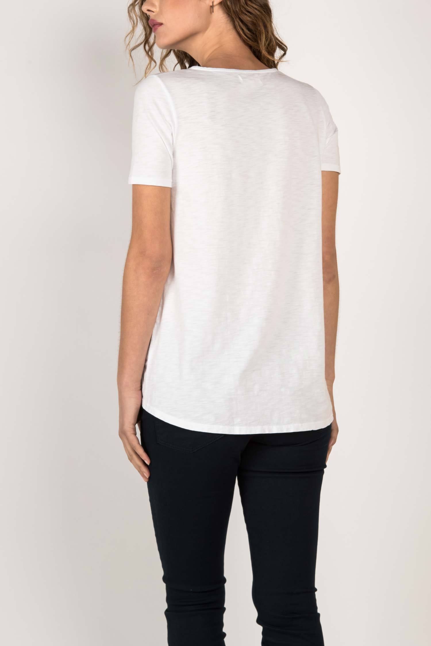 Womens Organic Cotton Tee Shirt | Essential Slub U Neck Top | White