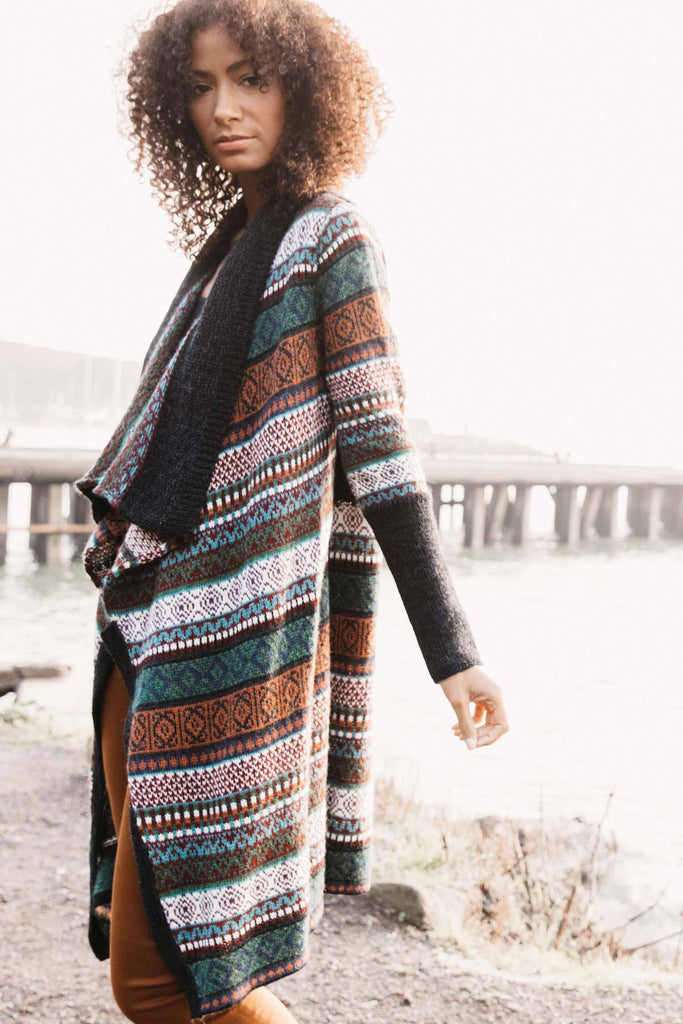 Womens Organic Cotton Sweater | Alpaca Fair Isle Coat