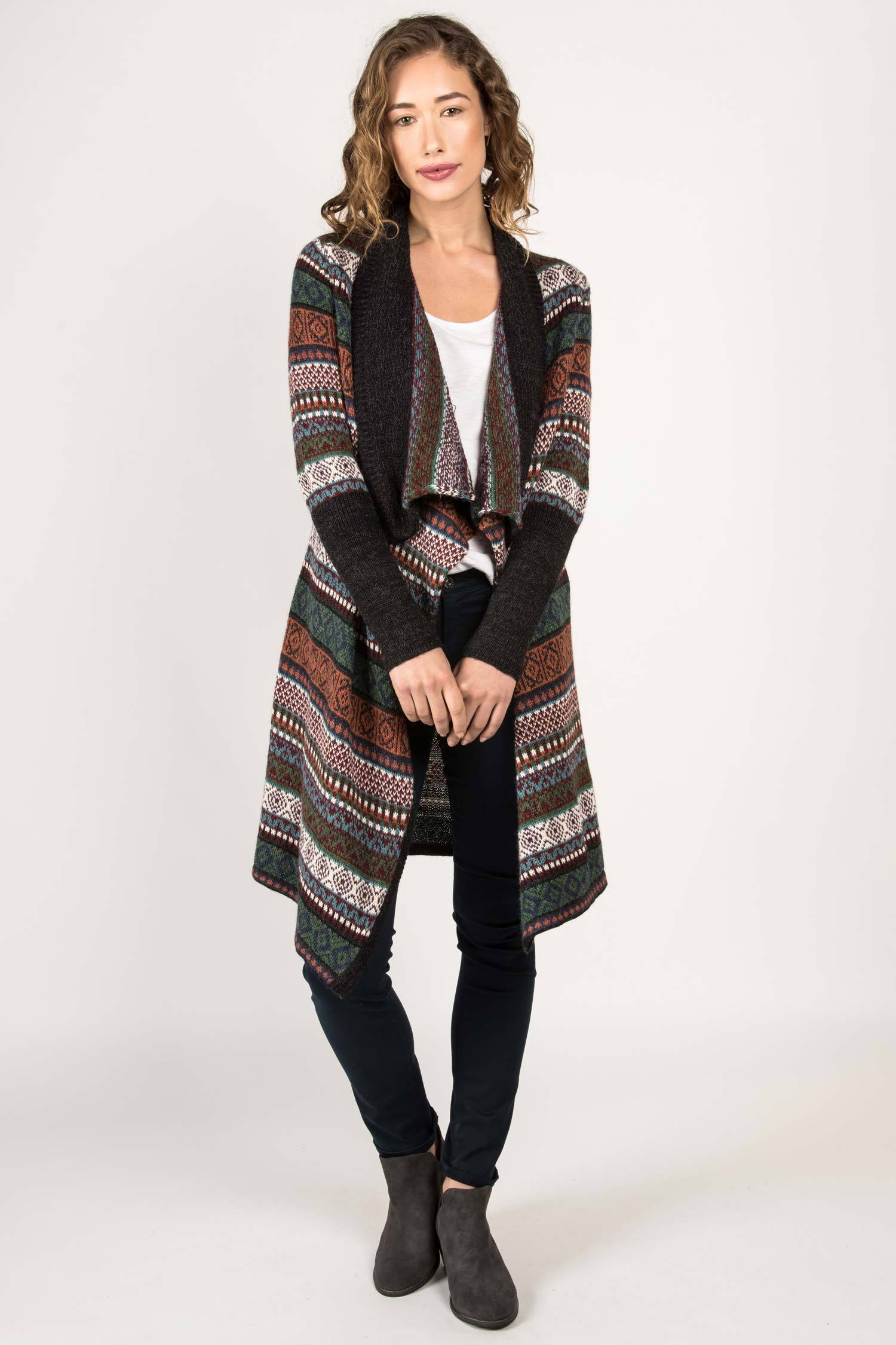 Womens Organic Cotton Sweater | Alpaca Fair Isle Coat