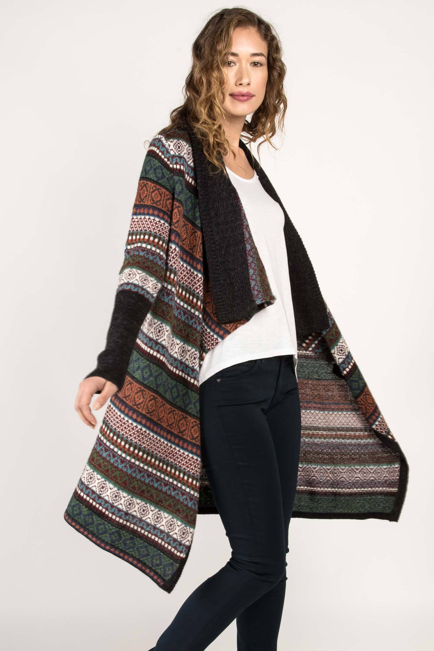 Womens Organic Cotton Sweater | Alpaca Fair Isle Coat