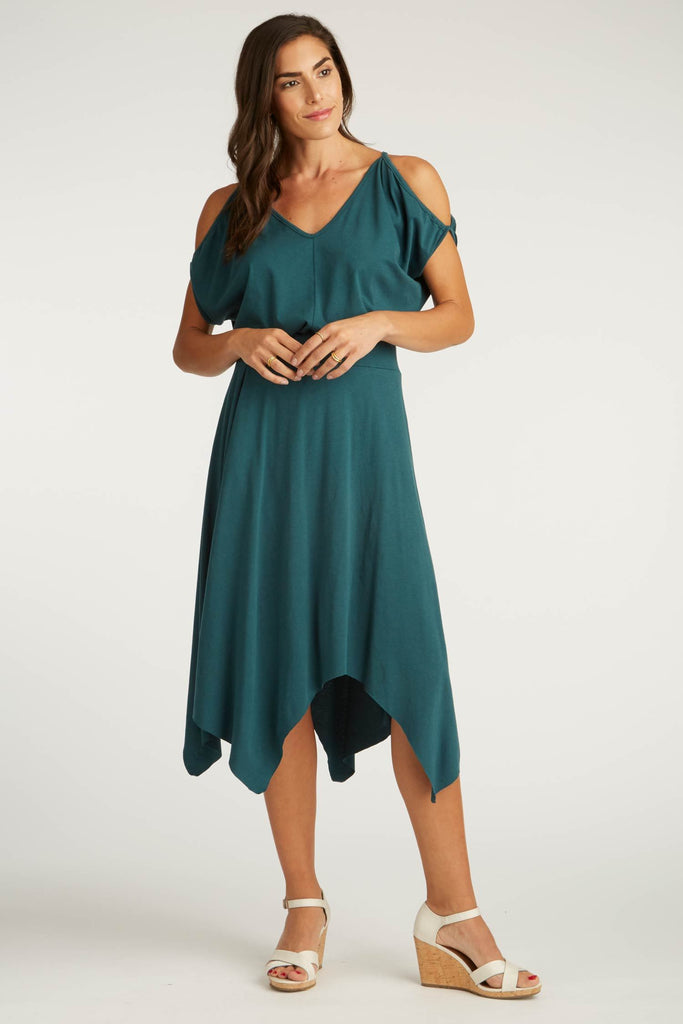 Womens Organic Cotton Skirts | Handkerchief Hem Skirt | Jade Blue Green | Indigenous