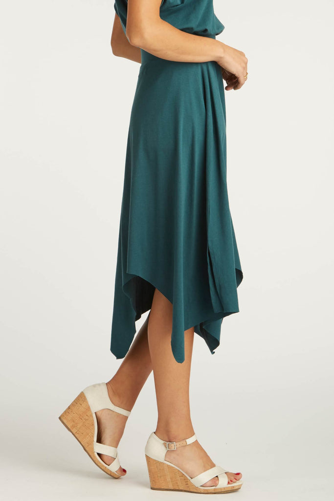 Womens Organic Cotton Skirts | Handkerchief Hem Skirt | Jade Teal | Indigenous
