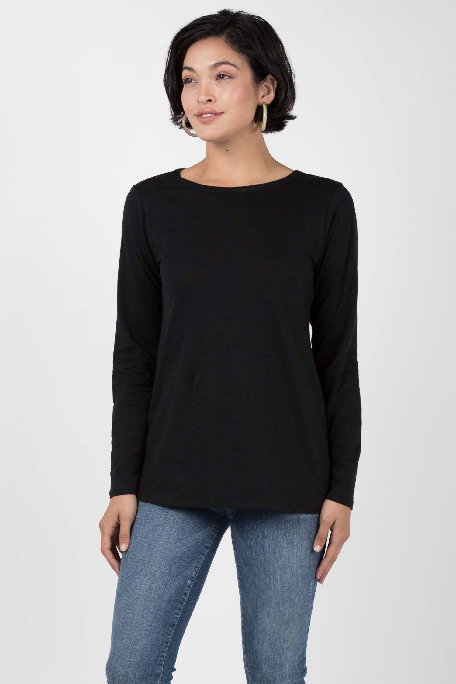 Womens Organic Cotton Shirt | Reversible V Neck Top | Black