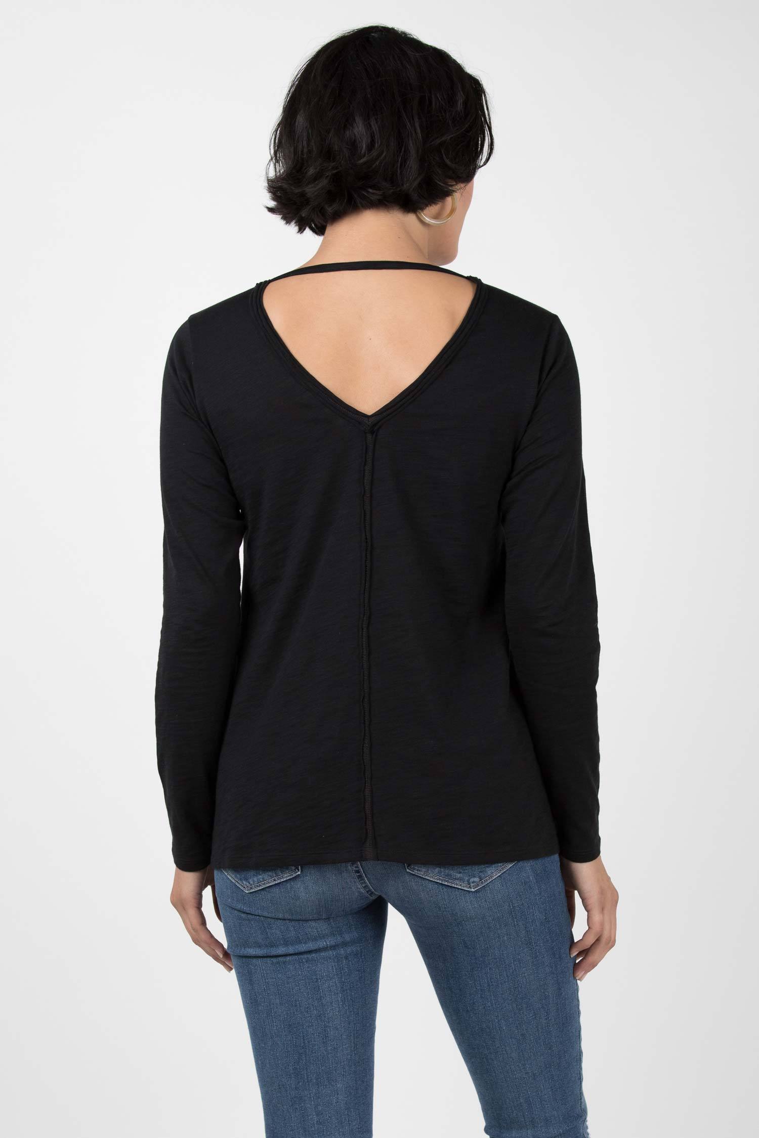 Womens Organic Cotton Shirt | Reversible V Neck Top | Black