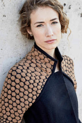 Womens Alpaca Wool Coat | Black Boiled Wool + Artisan Knit