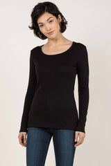 Womens Organic Cotton Top | Essential Long Sleeve Scoop Tee