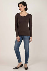 Womens Organic Cotton Top | Essential Long Sleeve Scoop Tee