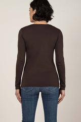 Womens Organic Cotton Top | Essential Long Sleeve Scoop Tee | Mink