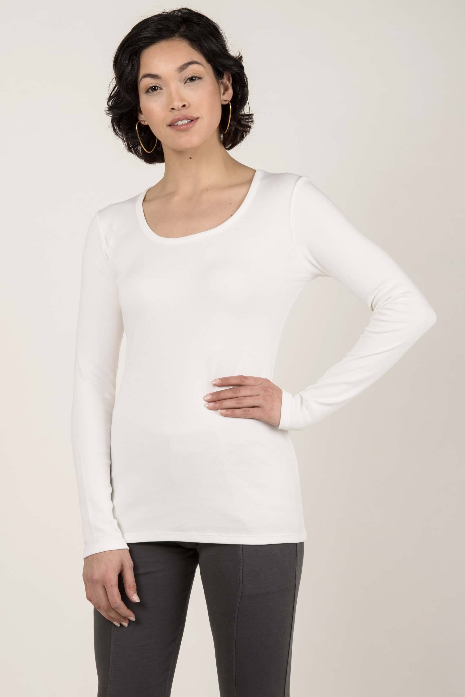 Womens Organic Cotton Top | Essential Long Sleeve Scoop Tee